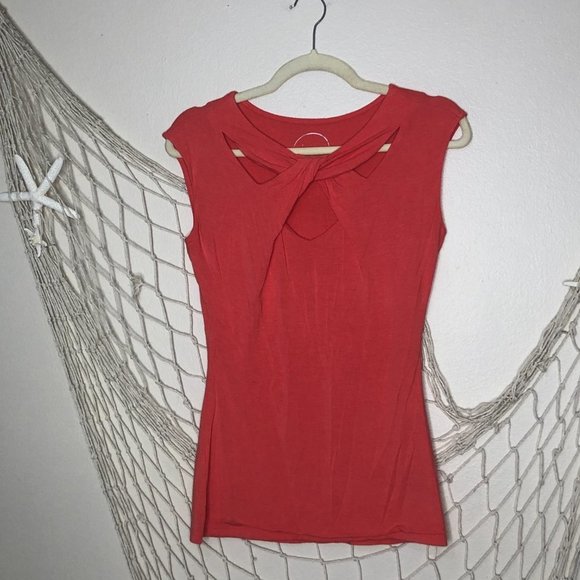 INC International Concepts Coral Jersey Front Twist Sleeveless Top S - Picture 8 of 8